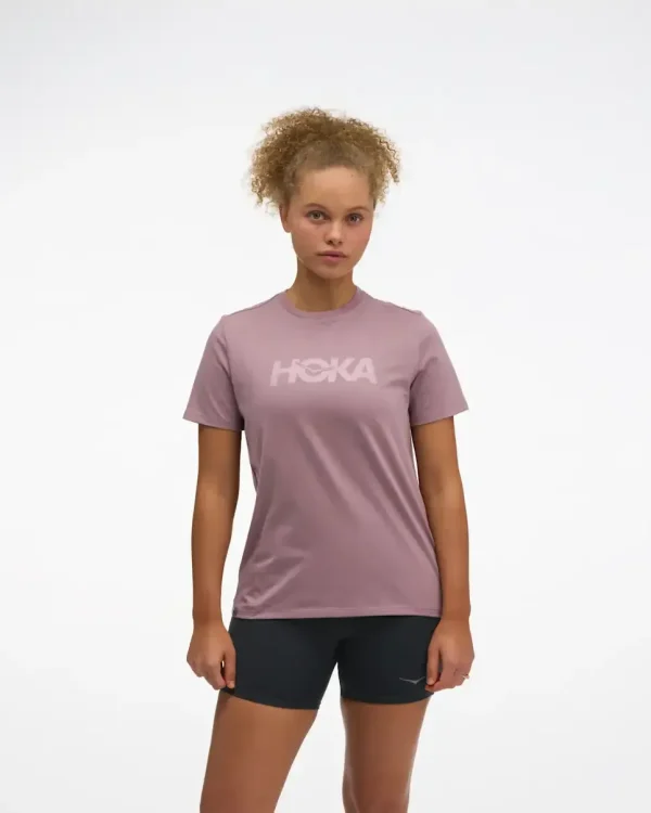 HOKA Core Logo Graphic Tee Dark Quartzite (Women's)